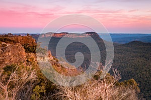 Scenic views of Blue Mountains and Jamison Valley, Australia