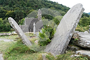 Scenic views of St. KevinÂ´s Monastery, Glendalough, County Wicklow, Ireland