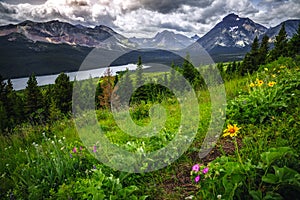 Scenic Views of Two Medicine Lake, Glacier National Park