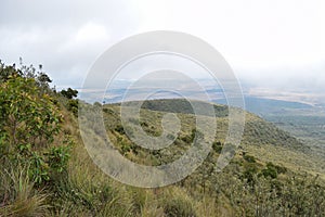 Scenic volcanic crater against Mountain