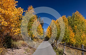 Scenic walking trail in Payson lakes recreation area in Utah photo