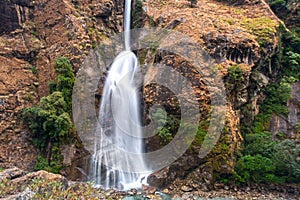 Scenic Waterfall Nature Nepal Landscape Annapurna Circuit Himalaya Mountains