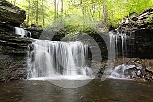 Scenic Waterfall in Ricketts Glen State Park in The Poconos in P