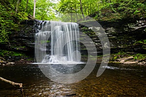 Scenic Waterfall in Ricketts Glen State Park in The Poconos in P