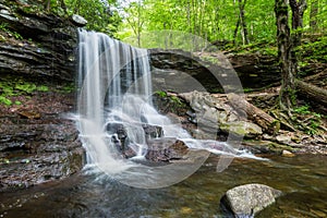 Scenic Waterfall in Ricketts Glen State Park in The Poconos in P