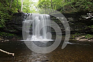 Scenic Waterfall in Ricketts Glen State Park in The Poconos in P