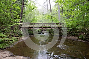 Scenic Waterfall in Ricketts Glen State Park in The Poconos in P