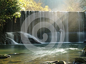 Scenic waterfall stream in silky effect.