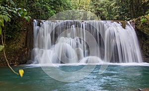 Scenic waterfalls and lush vegetation in Jamaica