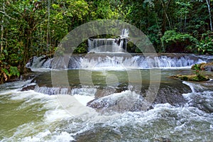 Scenic waterfalls and lush vegetation in Jamaica