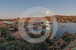 Scenic Watson Lake and Full Moon