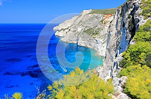 Scenic West Coast of Zakynthos or Zante island, Ionian Sea, Greece.