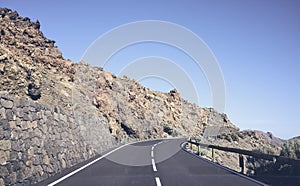 Scenic winding mountain road in Teide National Park, Tenerife, Spain