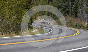 Scenic winding road through Wasatch national forest in Utah