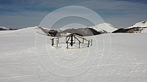 Scenic winter landscape with snow covered mountains, Campocatino, Italy