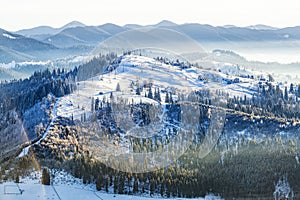 Scenic winter mountain countryside