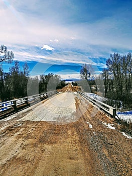 Scenic winter mountain landscape in the backroads of Laramie , Wyoming photo