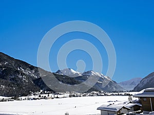 Scenic winter snow landscape in Tirol, Aschenkirch