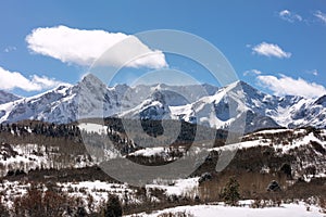 Scenic winter view of the Sneffels Range in the San Juan Mountains photo