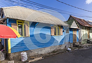 Scenic wooden hut in the quarter Carib Territory in Roseau