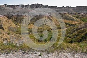 Scenic Yellow Mounds Located in the Badlands