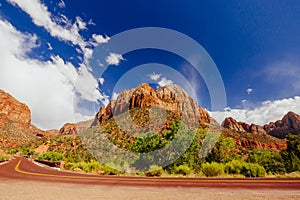 Scenic Zion Road. Zion National Park Interior Road. Utah, USA.