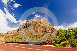 Scenic Zion Road. Zion National Park Interior Road. Utah, USA.