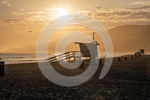 Scenic Zuma Beach vista at sunset, Malibu, California