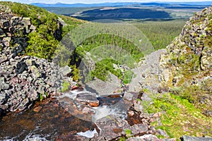 Scenics aerial view to stream in the mountains photo