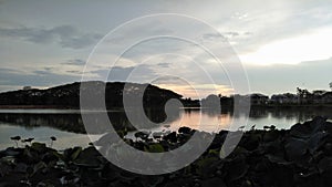 Scenics of lake with reflection of the evening sky.