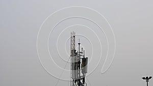 Scenics of transmission tower against sky.