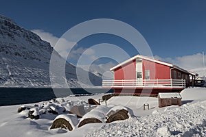 Scenics view of eskifjordur city in eastern iceland.winter season in iceland