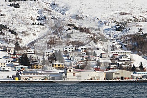 Scenics view of eskifjordur city in eastern iceland.winter season in iceland