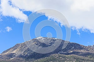 A scenics view of majestic mountain summit (Mont Guillaume) with still some snow in Embrun, Hautes-alpes, France