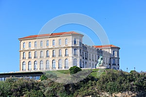 A scenics view of the Palais du Pharo. Marseille, bouches-du-rhone, France under a majestic blue sky