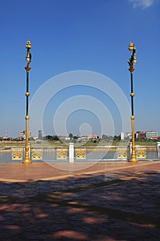 Scenics of walking street along the Mekong river.