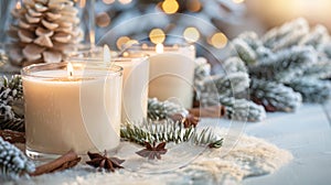 The scent of vanilla and cinnamon from the candles wafting through the air creating a cozy and inviting atmosphere. 2d photo