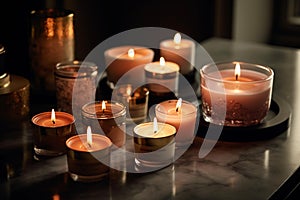 Scented Candles on Marble Tabletop photo