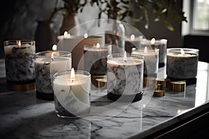 Scented Candles on Marble Tabletop photo