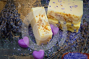 Scented natural soap with natural lavender essential oil