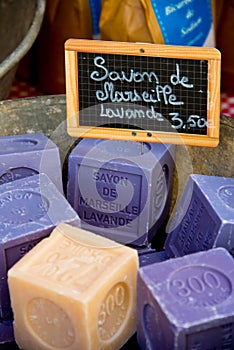 Scented soap at market stall in provence province