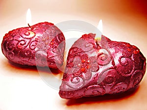 Scented spa aroma pink candles set heart shape