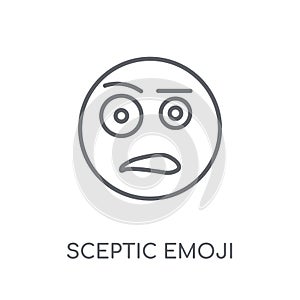 Sceptic emoji linear icon. Modern outline Sceptic emoji logo con