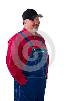 Sceptical farmer or worker looking in disbelief