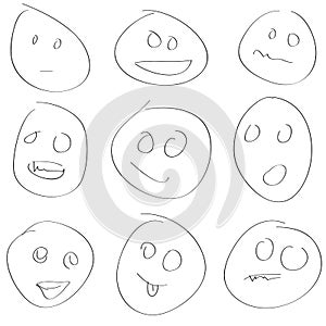 Scetch smile set vector