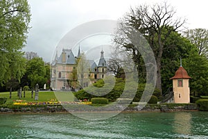 Schadau Castle on the south side of the Aar near Lake Thun in the city of Thun, Canton Bern, Switzerland