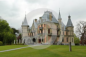 Schadau Castle on the south side of the Aar near Lake Thun in the city of Thun, Canton Bern, Switzerland