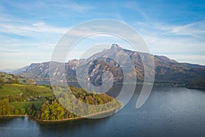 Schafberg and Lake Mondsee in Salzkammergut, Austria