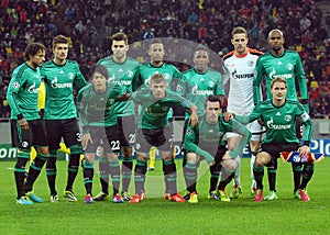 Schalke 04 lineup before UEFA Champions League game