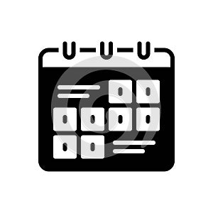 Black solid icon for Schedule, calendar and date